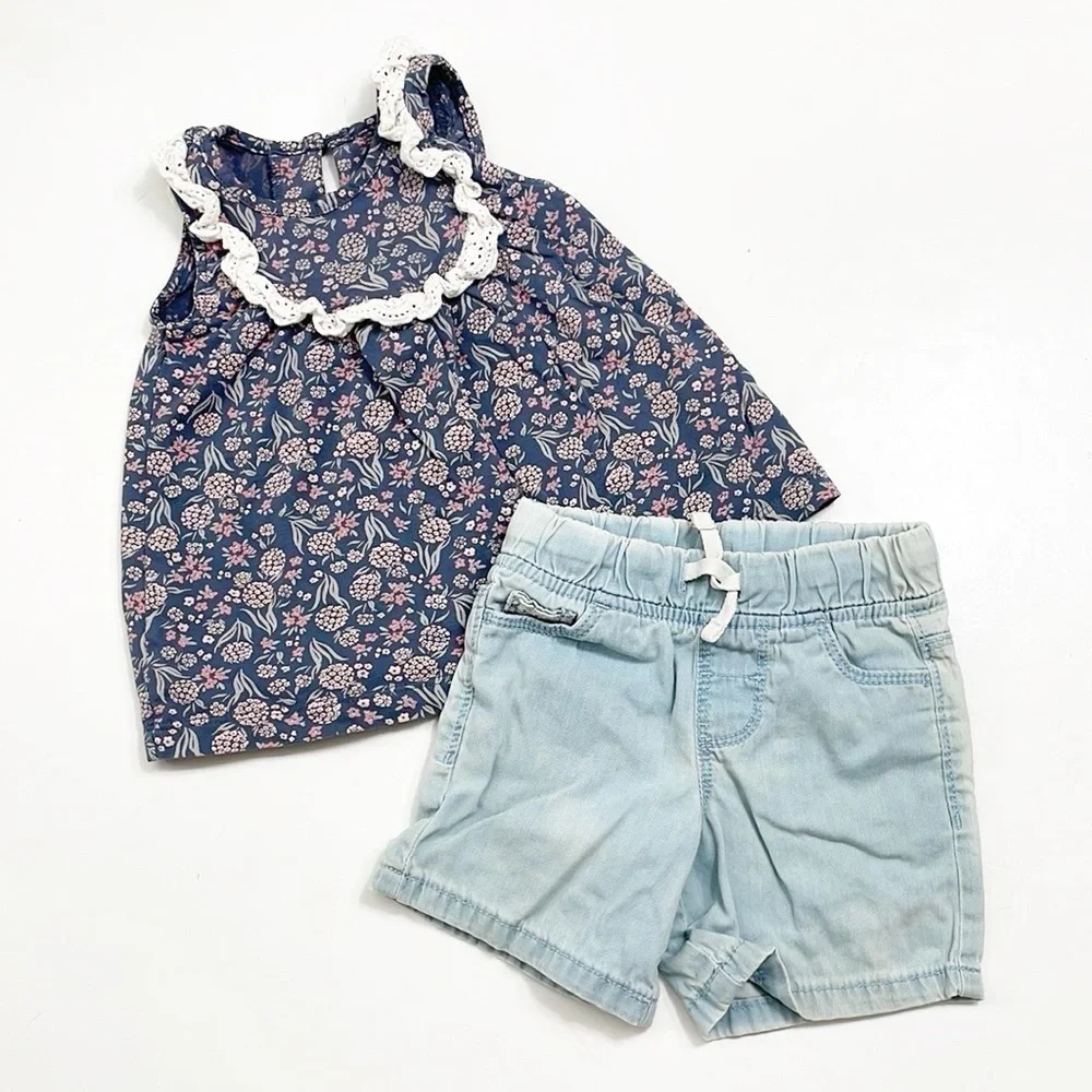 Carter’s baby girls floral print top + shorts outfit